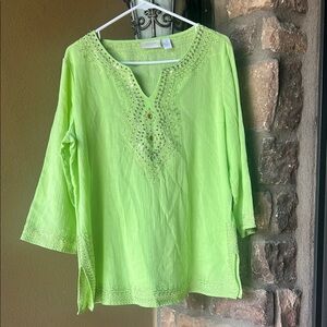 Chico’s Embellished Lime Green Women's Top Sz: 2 or XL